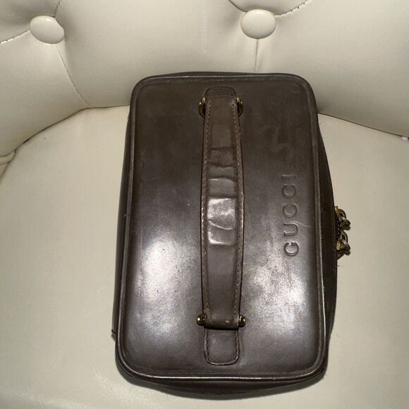 Authentic GUCCI Rare Vanity Bamboo Zipper Cosmetic Pouch Bag Mini Handbag Brown - Picture 7 of 11